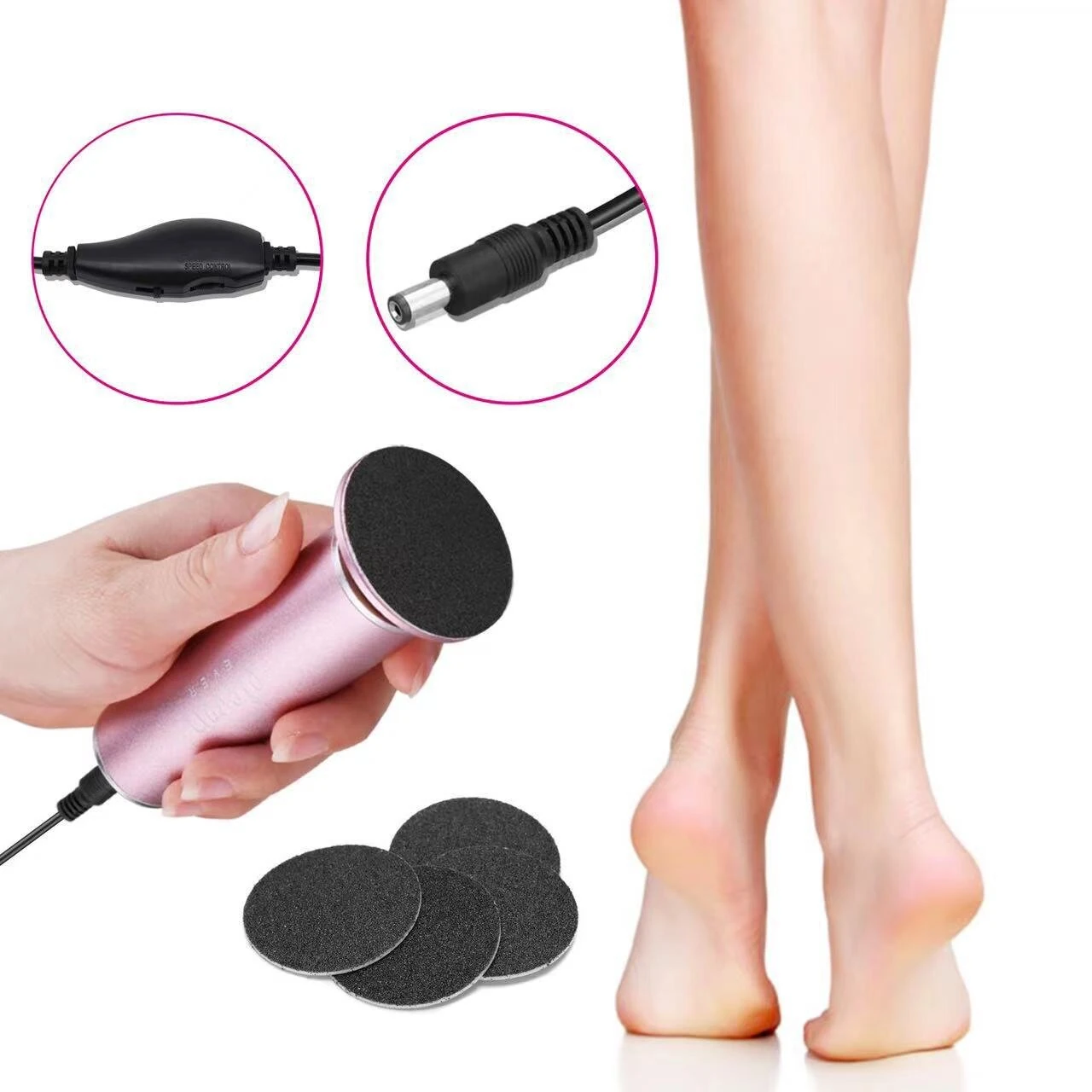 (image for) Electric Foot Callus Remover Foot Care File Heels Dead Skin Pedicure Tool Electronic Foot Grinder and Replacement Sandpaper